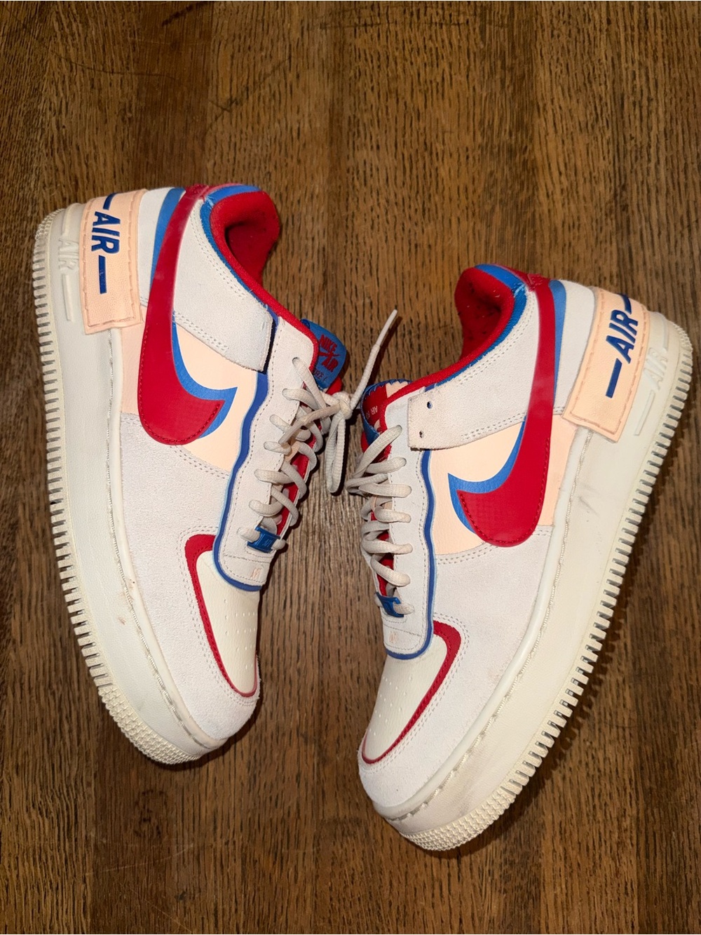Nike Air Force 1 Low-Top Sneakers Red White Blue size 10.5 - Picture 3 of 9